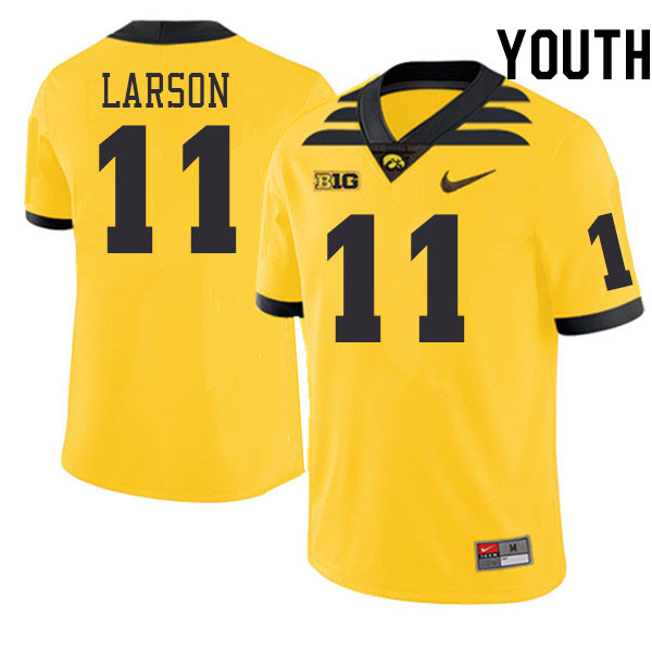 Youth #11 Drew Larson Iowa Hawkeyes College Football Jerseys Stitched-Gold